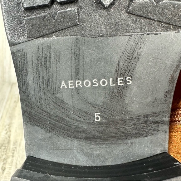 New Aerosoles Arezzo Faux Brown Suede Biker Bootie with Buckles #723 - Picture 8 of 13